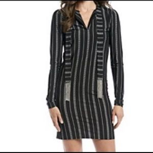 Michael Kors Chain Print Fringe Tie Stretch Dress